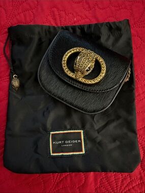 Kurt Geiger Black Calf hair Mini  Purse